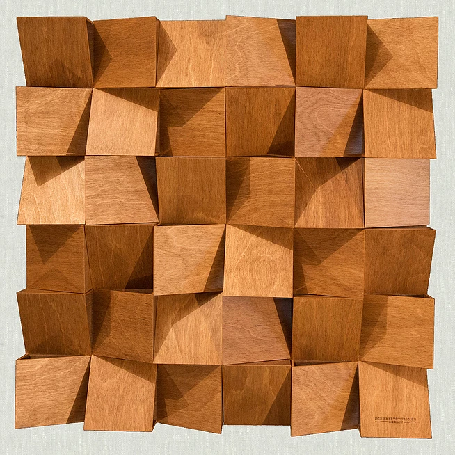 lightweight acoustic diffuser brown wood 3D panel natural luxus look interior