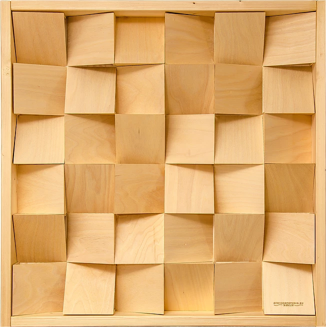 3D panel lightweight acoustic diffuser wood natural luxus look yellow interior